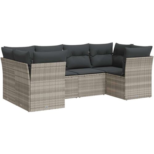 VidaXL 6-dijelni set vrtnih sofa od poliratana s jastucima svjetlosivi Slike
