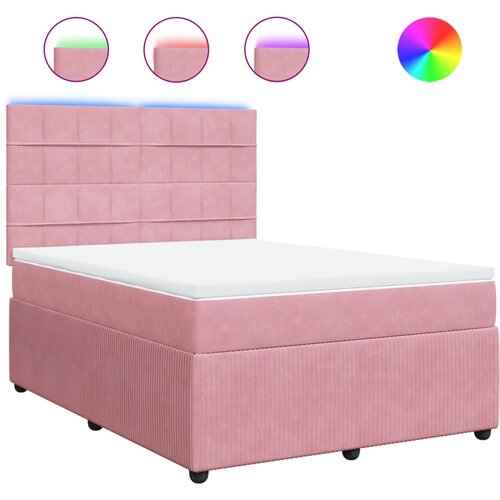 vidaXL Box spring postelja z vzmetnico roza 140x200 cm žamet, (21309146) Cene