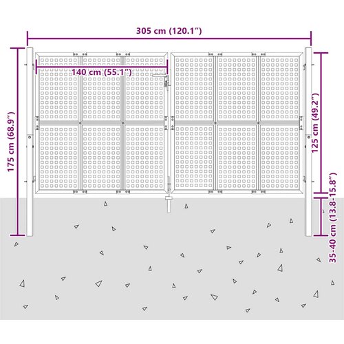  Vrtna vrata antracit boje 300x125 cm čelik Slike
