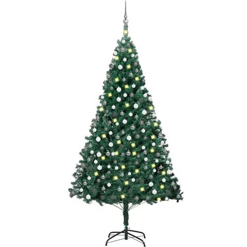  Novoletna jelka z LED lučkami in bučkami zelena 210 cm PVC