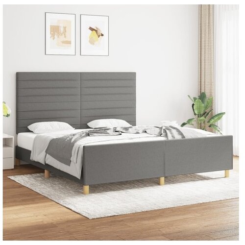  Posteljni okvir z vzglavjem temno siv 160x200 cm blago Cene