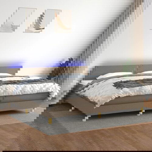 Maison Chic Box spring postelja - Vzmetna postelja z vzmetnico LED taupe 200x200 cm blago SL16217, (21896022) Cene