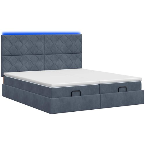  Krevet od pjene s madracem i LED-om Tamnosiva 200 x 200 cm Slike