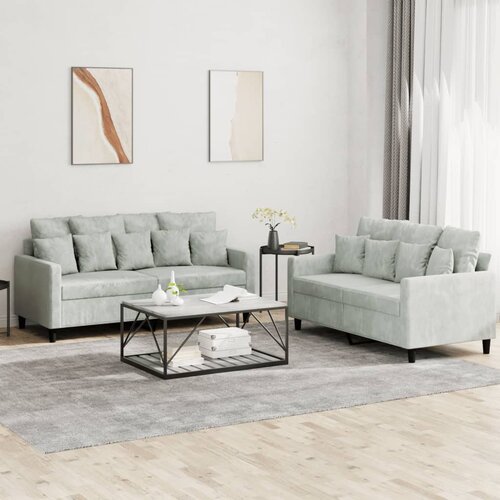 vidaXL 2-dijelni set sofa s jastucima svjetlosivi baršunasti Cijene