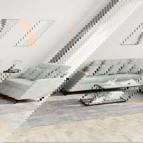 VidaXL 2-dijelni set sofa s jastucima svjetlosivi bar&amp;scaron;unasti Slike
