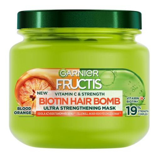 Garnier Fructis Vitamin & Strength Biotin Hair Bomb maska za lase šibki in oslabljeni lasje izpadajoči lasje 320 ml za ženske Cene