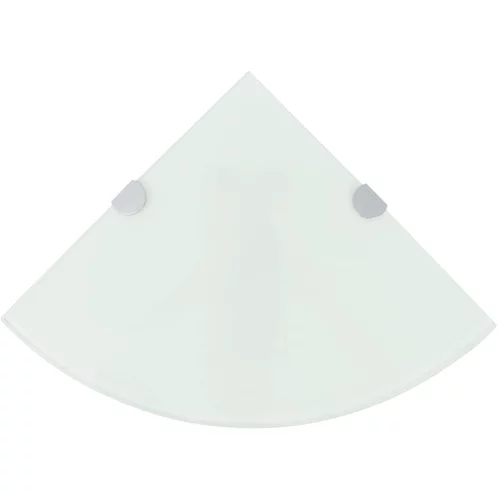 vidaXL Kotne police 2 kosa s kromiranimi nosilci steklo bele 35x35 cm