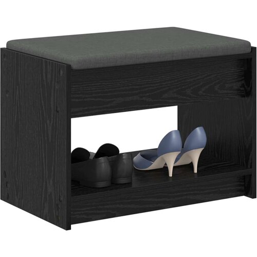  Klupa za hodnik s jastukom s policom Crni Hrast 63 x 38 x 45 cm - Crni hrast 63 cm Slike