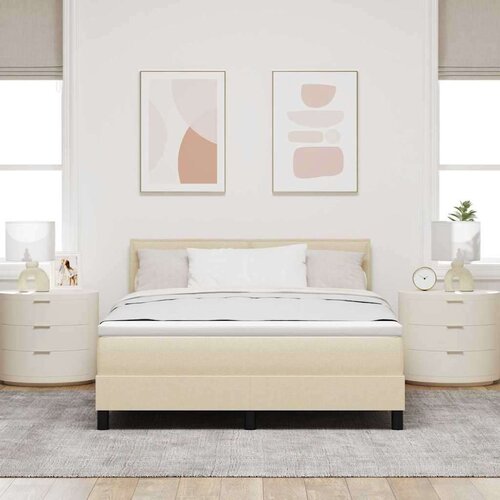 Box spring krevet s madracem Krema 140 x 190 cm tkanina Slike