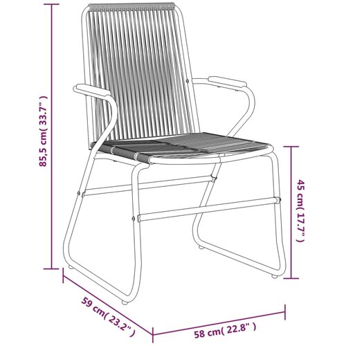  Vrtne stolice 2 kom crne 58 x 59 x 85,5 cm od PVC ratana Slike