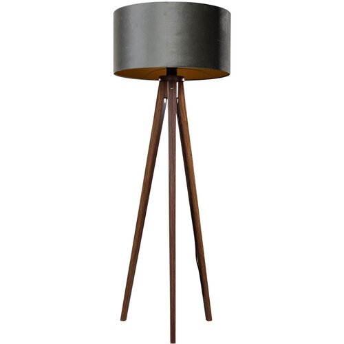 QAZQA Vloerlamp tripod walnoot hout met velours kap groen 50cm - Tripod Classic Slike