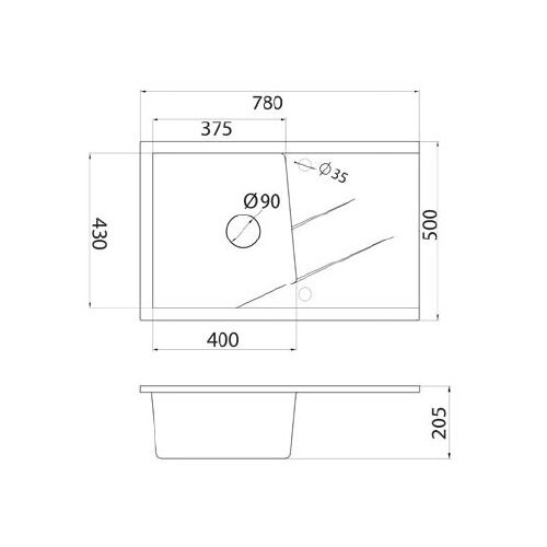 Metalac granitna usadna sudopera xLinea Plus bež 780x500 &amp;Oslash;90 Slike