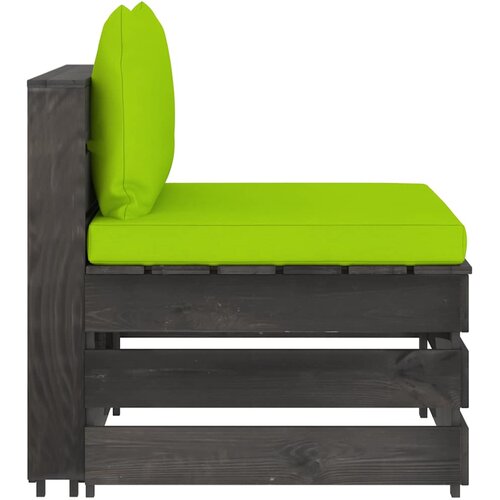  Modularna srednja sofa s jastucima od sivo impregniranog drva Zelena Slike