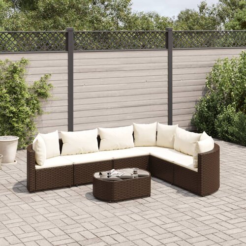 vidaXL 7-dijelni set vrtnih sofa od poliratana s jastucima smeđi Cijene