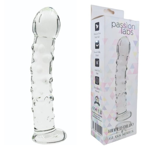 Passion Labs STEKLENI DILDO Ribbed Clear 17 cm - prozorno steklo Cene