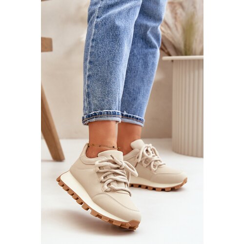 Boto Sports Shoes Sneakers On Platform Made Of Eco Leather Beige Riadella Cene