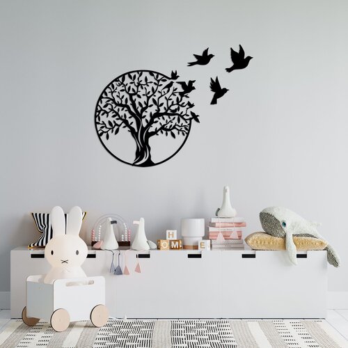 tree and birds black decorative metal wall accessory Slike