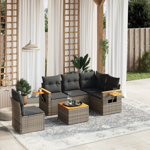 vidaXL 6-dijelni set vrtnih sofa od poliratana s jastucima sivi Cijene
