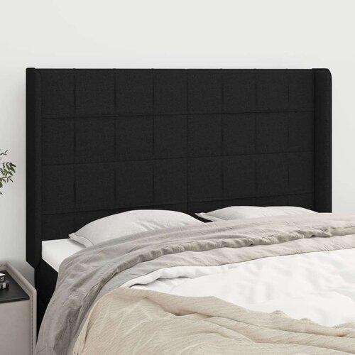  Vzglavje z u&amp;scaron;esi črno 147x16x118/128 cm blago, (20953517) Slike