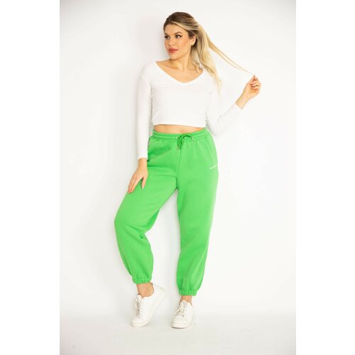Şans Women's Plus Size Green Undershirt, 3 Threads Tracksuit Bottom Slike
