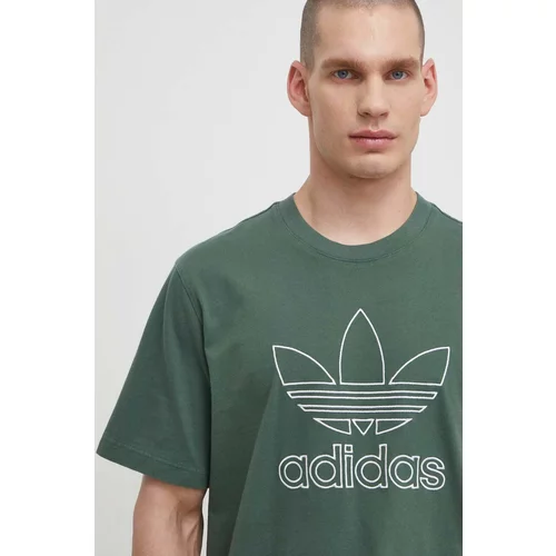 Adidas Pamučna majica Trefoil Tee za muškarce, boja: zelena, s aplikacijom, IR7993