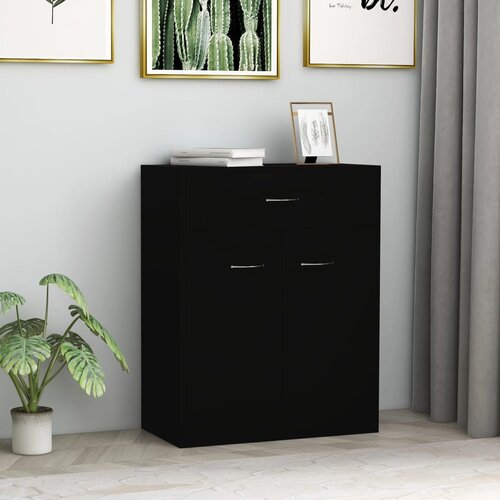 The Living Store Komoda črna 60x30x75 cm inženirski les - Komoda, (21662346) Slike