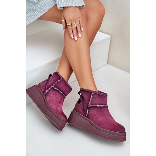 Maciejka Leather Suede Snow Boots On Platform And Wedge Brown Cene