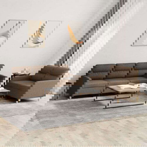  2-dijelni set sofa s jastucima smeđi od tkanine Slike