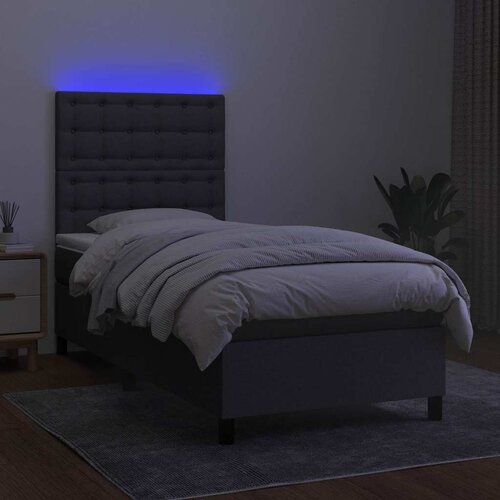  Krevet box spring s madracem LED tamnosivi 90x190 cm tkanina Slike