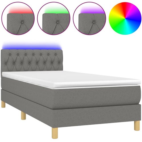  box spring s madracem LED tamnosivi 90x200 cm tkanina Slike