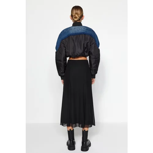 Trendyol Black Lined Tulle Maxi Knitted Skirt
