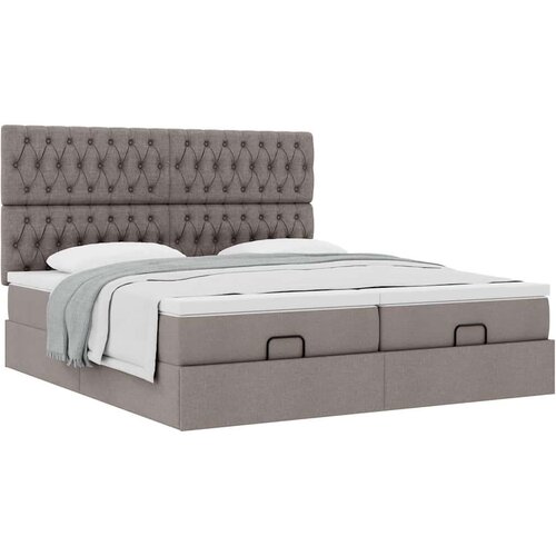 VidaXL otomanski okvir kreveta s madracima smeđesivi 200x200cm tkanine Slike