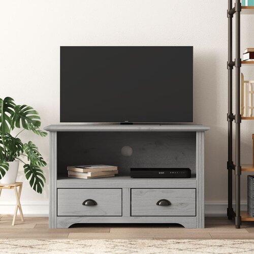 VidaXL TV omarica z 2 predaloma BODO siva 91x43x56 cm trdna borovina Slike