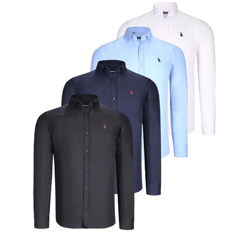 Dewberry QUAD SET G725 MEN&amp;#039;S SHIRTS-BLACK-WHITE-NAVY-BLUE Slike