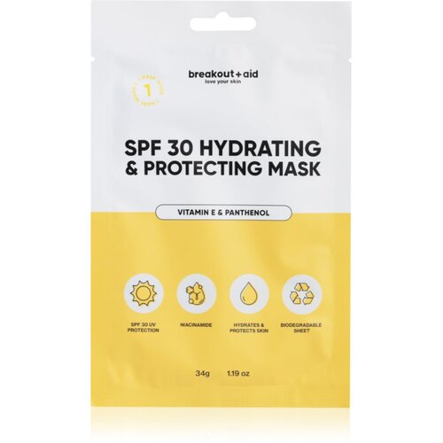 Breakout + aid SPF 30 Hydrating &amp;amp; Protecting Mask hidratantna sheet maska s vitaminom E 34 g Slike
