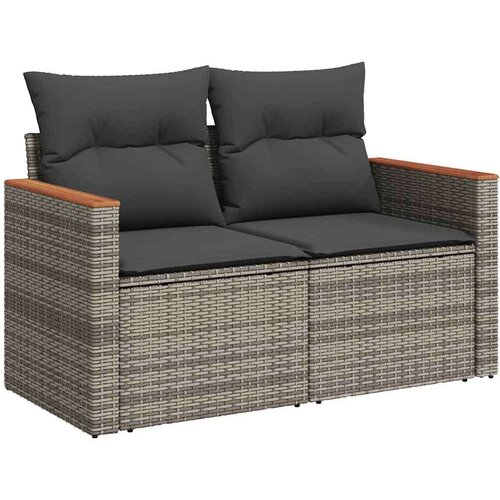VidaXL 11-dijelni set vrtnih sofa poliratan i bagrem s jastucima sivi Slike