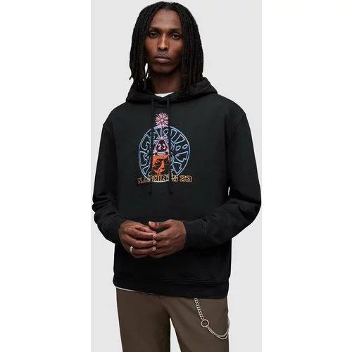 AllSaints Bombažen pulover Dimension moški, črna barva, s kapuco