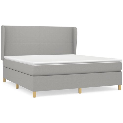 VidaXL Box spring postelja z vzmetnico svetlo siva 180x200 cm blago, (20790380) Slike