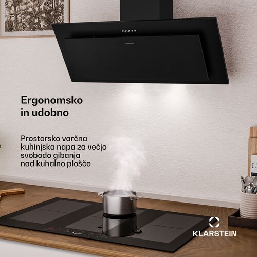 Klarstein Athena kosa napa | režim rada s odvodom i recirkulacijom | nehrđajući čelik | 404 m&amp;sup3;/h | 56 W | 90 cm Slike