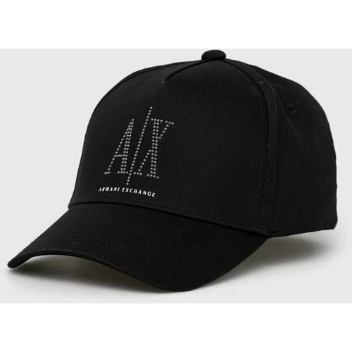 Armani Exchange Pamučna kapa sa šiltom boja: crna, s aplikacijom