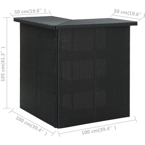  Kutni barski stol crni 100 x 50 x 105 cm od poliratana Slike