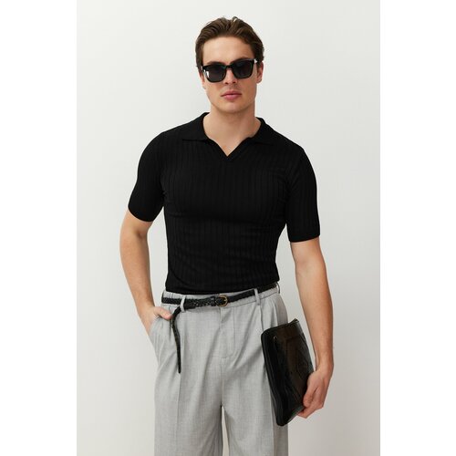 Trendyol FL Black Slim-Narrow Polo Neck Plain Knitwear Polo Neck T-shirt Slike