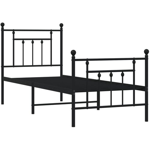  Metalni okvir kreveta uzglavlje i podnožje crni 75x190 cm Slike