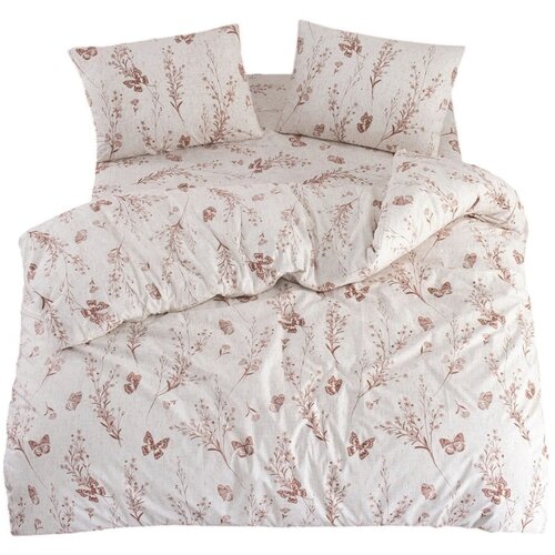 Mila Home Bež enojna/podalj&amp;scaron;ana posteljnina z rjuho/3-delna 160x220 cm Floral Butterfly &amp;ndash; Slike