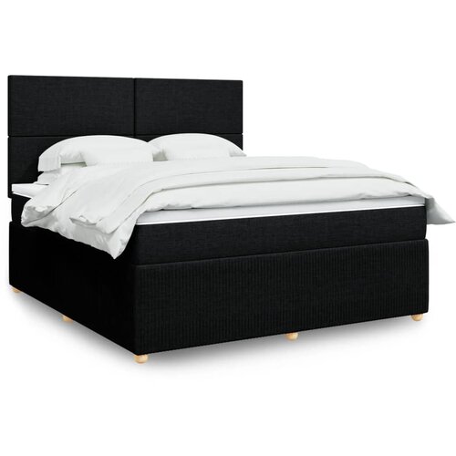 vidaXL Box spring postelja z vzmetnico črna 180x200 cm blago Cene