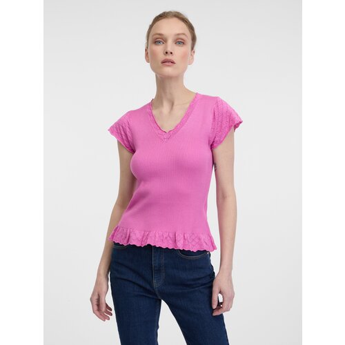 Orsay Women&amp;#039;s Pink T-Shirt with Short Sleeves - Women Slike