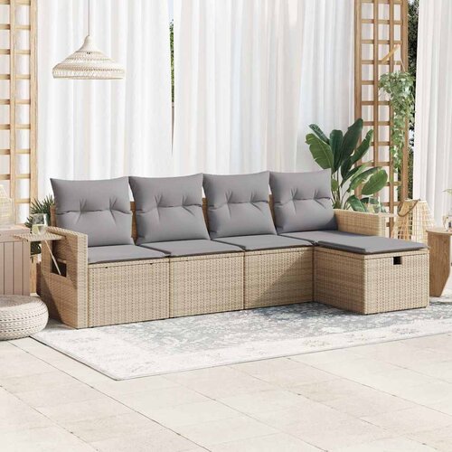 vidaXL 5-dijelni vrtni set sofa s jastucima bež od poliratana Cijene