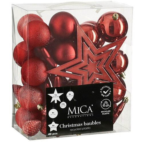 Mica Decorations ng set ukrasa za jelku crv.40kom 8cm 004 Cene