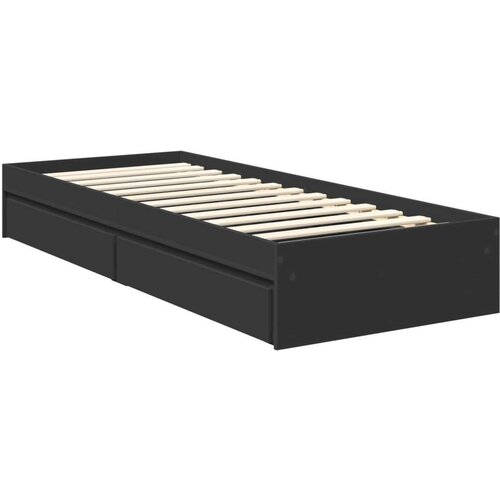  Krevet s od storage Crna 75 x 190 cm Konstruirano drvo Slike