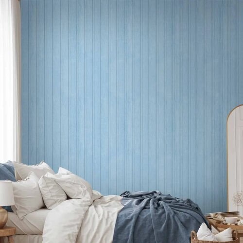  Tapeta - Blue Panels - Wooden planks in a pastel blue shade. 49x1000 Samoljepljiva Slike